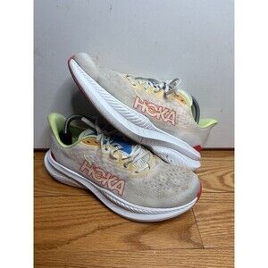 Hoka One One Mach 6 Shoes Mens 10D White Red Orange Athletic Running Sneakers